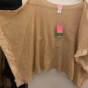 Lilly Pulitzer Gold Poncho with Fringe. NWT